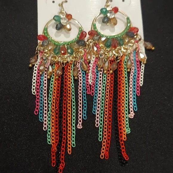 STELLA & RUBY CHANDELIER CHAIN EARRINGS - Picture 3 of 8